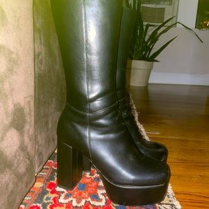 Lamoda going under mid-calf black gogo boots
